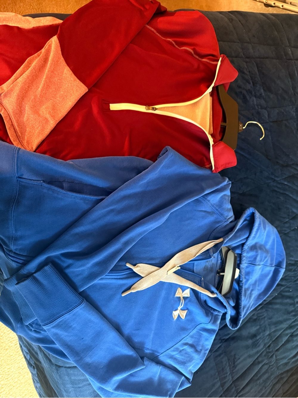 Under Armour Blue Hoodie with Tan Trim - Blue, Tan